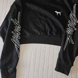 Victoria's Secret Black Crop Top with White Accents